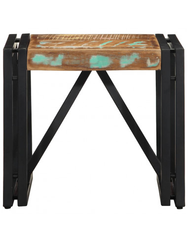 Tavolino Salotto Multicolore 40x40x35cm Legno Massello Recupero