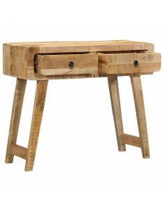 Tavolo Consolle 90x32x75 cm in Legno Massello di Mango Grezzo 2