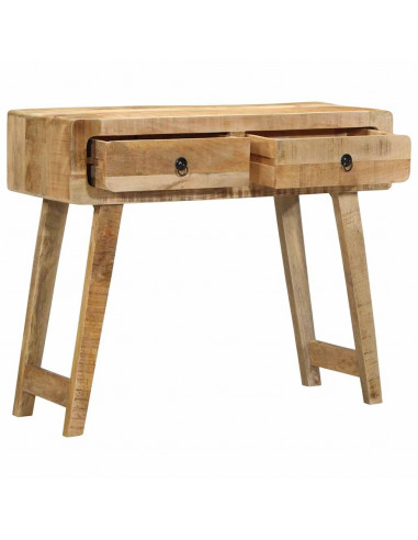 Tavolo Consolle 90x32x75 cm in Legno Massello di Mango Grezzo