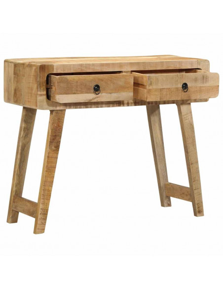 Tavolo Consolle 90x32x75 cm in Legno Massello di Mango Grezzo