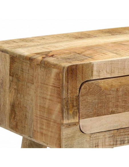 Tavolo Consolle 90x32x75 cm in Legno Massello di Mango Grezzo