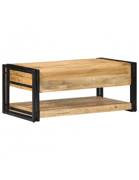 Tavolino da Salotto 90x50x38 cm Legno Massello di Mango Grezzo