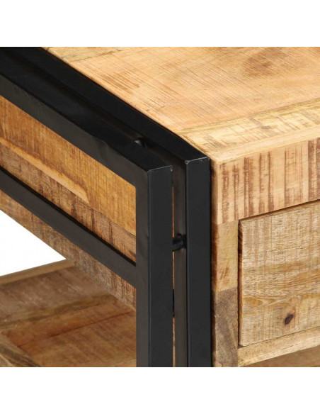 Tavolino da Salotto 90x50x38 cm Legno Massello di Mango Grezzo