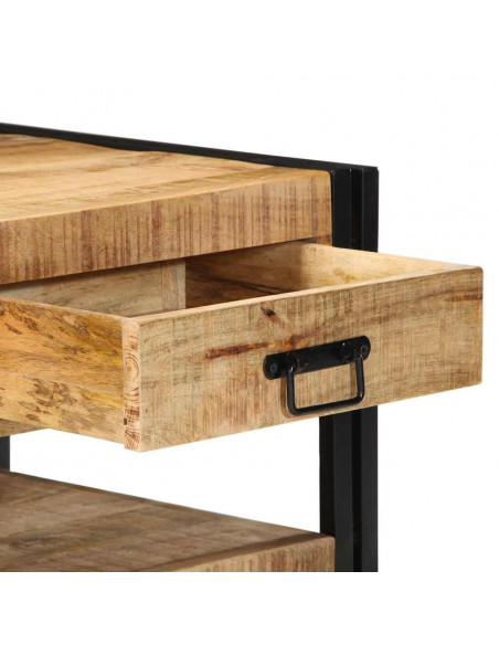 Tavolino da Salotto 90x50x38 cm Legno Massello di Mango Grezzo