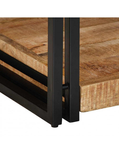 Tavolino da Salotto 90x50x38 cm Legno Massello di Mango Grezzo