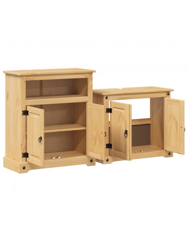 Set Mobili da Bagno 2 pz Corona in Legno Massello di Pino