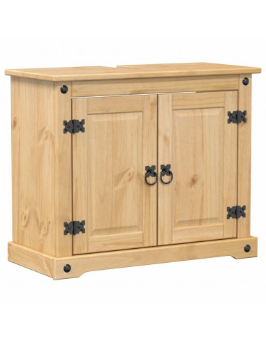 Set Mobili da Bagno 2 pz Corona in Legno Massello di Pino