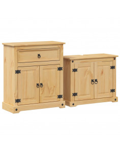 Set Mobili da Bagno 2 pz Corona in Legno Massello di Pino 2