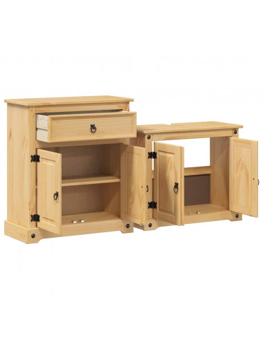 Set Mobili da Bagno 2 pz Corona in Legno Massello di Pino