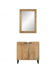 Set Mobili da Bagno 2pz Marrone in Legno Massello di Mango 2