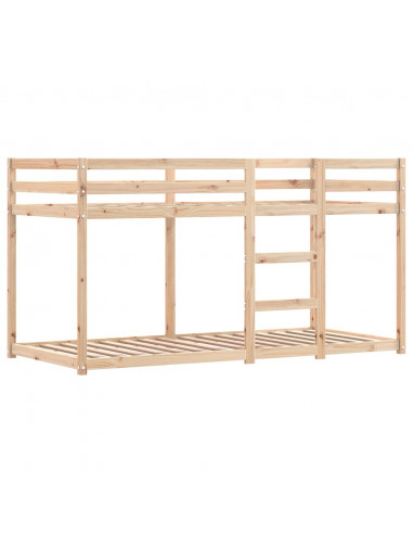 Letto a Castello con Tende Rosa 90x190 cm Legno Massello Pino