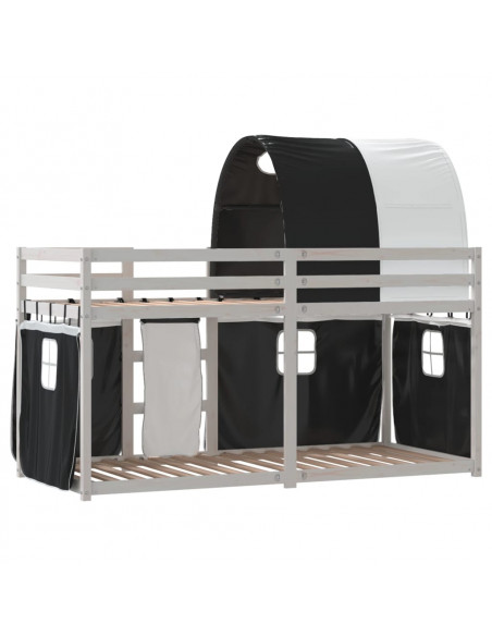 Letto a Castello senza Materasso Bianco e Nero 90x190cm in Pino