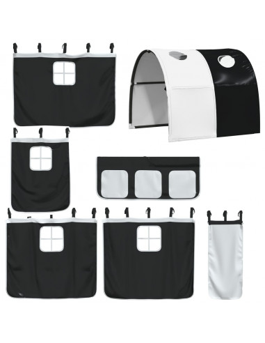 Letto a Castello senza Materasso Bianco e Nero 90x190cm in Pino