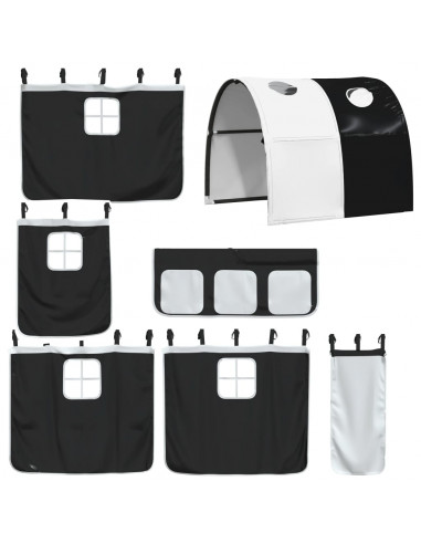 Letto a Castello senza Materasso Bianco e Nero 90x200cm in Pino