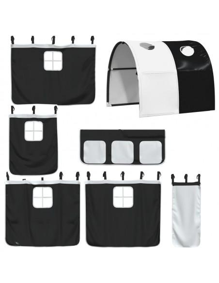 Letto a Castello senza Materasso Bianco e Nero 90x200cm in Pino