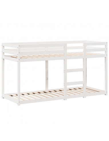 Letto a Castello con Tetto Bianco 90x200 cm in Legno di Pino