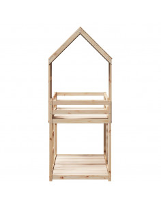 Letto a Castello senza Materasso 90x190 cm Legno di Pino 2