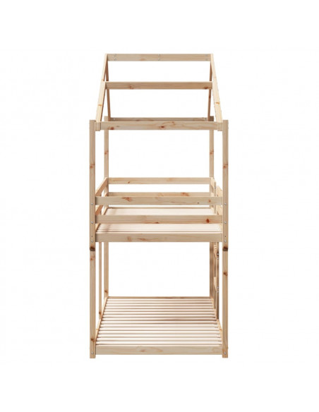 Letto a Castello senza Materasso 90x190 cm Legno di Pino