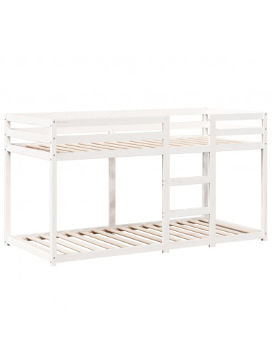 Letto a Castello con Tetto Bianco 90x200 cm in Legno di Pino