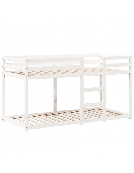 Letto a Castello con Tetto Bianco 90x200 cm in Legno di Pino