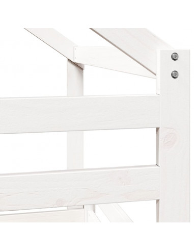 Letto a Castello con Tetto Bianco 90x200 cm in Legno di Pino