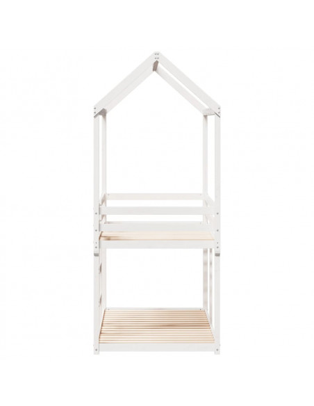 Letto a Castello senza Materasso Bianco 90x190cm Massello Pino