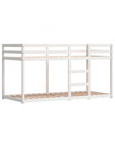 Letto a Castello con Tende Rosa 90x200 cm Legno Massello Pino