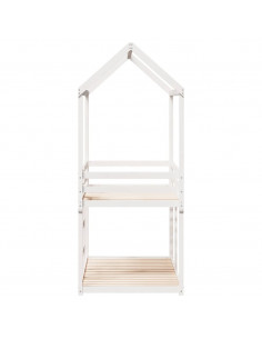 Letto a Castello con Tetto Bianco 90x200 cm in Legno di Pino 2