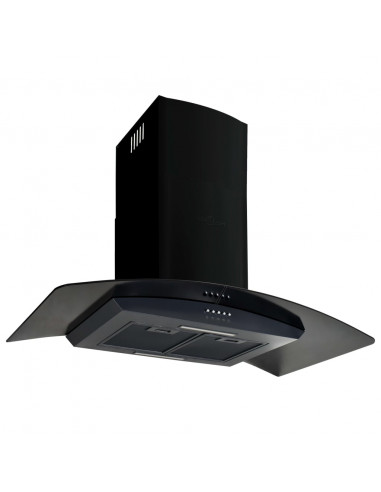 Cappa Aspirante a Muro Acciaio Inox 756 m³/h 90 cm Nera