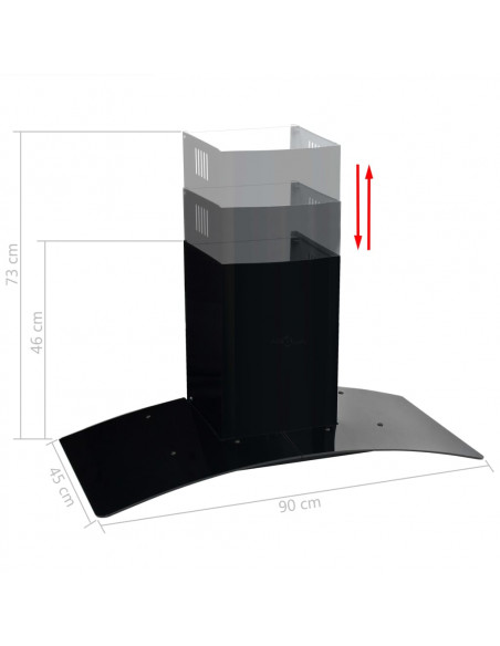 Cappa Aspirante a Muro Acciaio Inox 756 m³/h 90 cm Nera