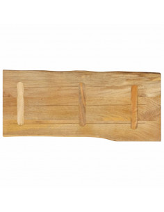 Piano Tavolo 80x40x2,5 cm Bordi Vivi in Legno Massello di Mango