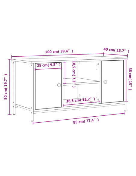 Mobile Porta TV Rovere Sonoma 100x40x50 cm in Legno Multistrato