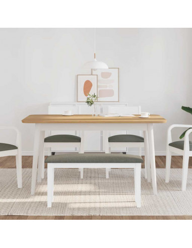 Panca 90 cm Bianco in Legno Massello di Hevea