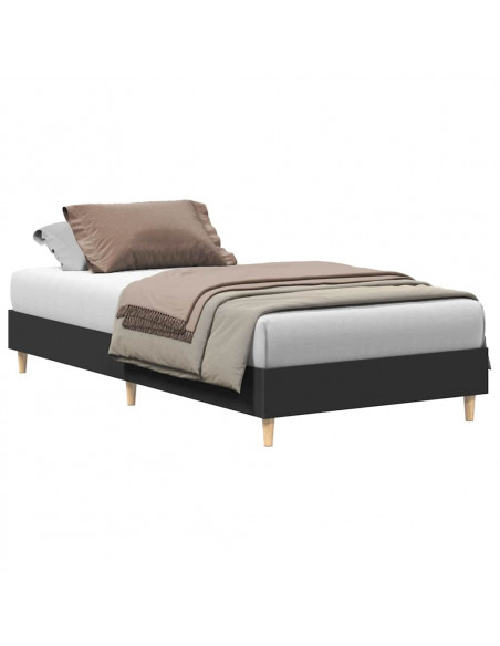 Giroletto senza Materasso Nero 90x200 cm in Legno Multistrato