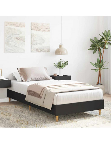 Giroletto senza Materasso Nero 90x200 cm in Legno Multistrato