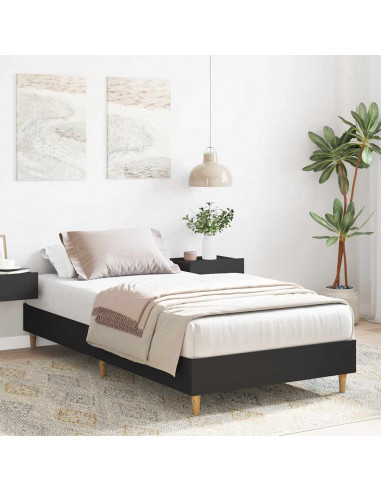 Giroletto senza Materasso Nero 75x190 cm in Legno Multistrato