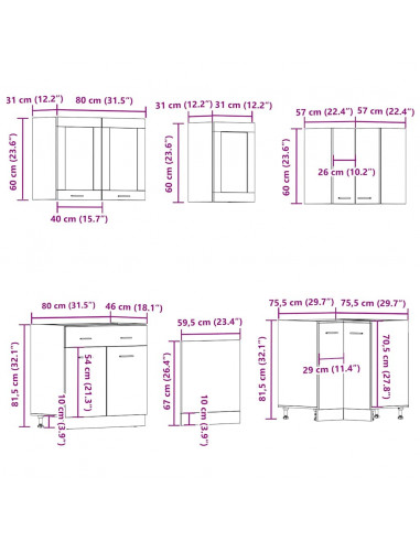 Set di Mobili da Cucina 11 pz Rovere Artigianale Truciolato