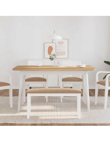 Panca 90 cm Bianco in Legno Massello di Hevea