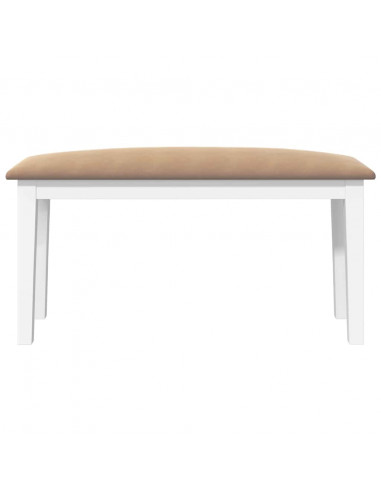 Panca 90 cm Bianco in Legno Massello di Hevea