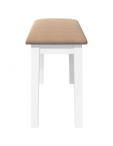 Panca 90 cm Bianco in Legno Massello di Hevea