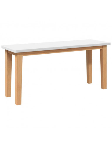 Panca 90 cm Bianco in Legno Massello di Hevea