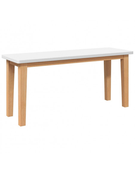 Panca 90 cm Bianco in Legno Massello di Hevea