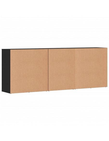 Credenze 3 pz Nere in Legno Multistrato