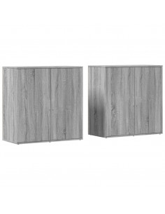 Credenze 2 pz Grigio Sonoma 79x38x80 cm in Legno Multistrato