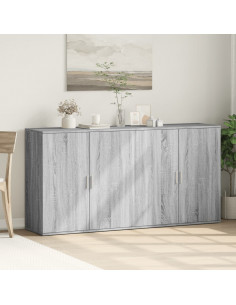 Credenze 2 pz Grigio Sonoma 79x38x80 cm in Legno Multistrato 2