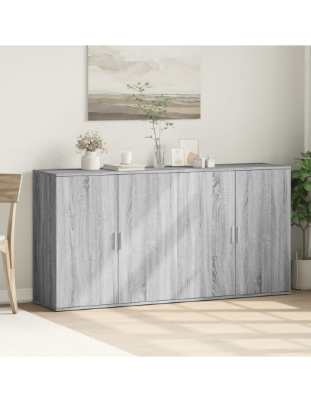 Credenze 2 pz Grigio Sonoma 79x38x80 cm in Legno Multistrato