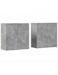 Credenze 2 pz Grigio Cemento 79x38x80 cm in Legno Multistrato