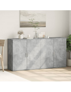 Credenze 2 pz Grigio Cemento 79x38x80 cm in Legno Multistrato 2