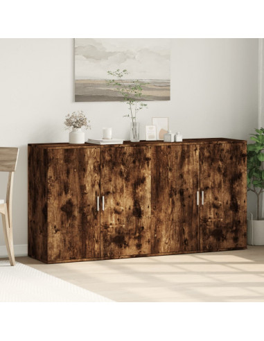 Credenze 2 pz Rovere Fumo 79x38x80 cm in Legno Multistrato