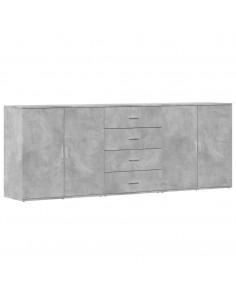 Credenze 3 pz Grigio Cemento in Legno Multistrato